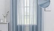 MIULEE Dusty Blue Linen Textured Sheer Curtains 84 Inches Long 2 Panels for Bedroom Living Room, Semi Transparent Farmhouse Light Blue Window Net Panels with Rod Pocket, W 54 x L 84 inch Length