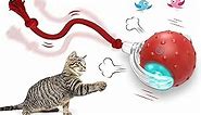 Giociv Interactive Cat Toys Ball for Indoor Cats Fast Rolling on Carpet, Chirping & Motion Activate Cat Toys (Red)
