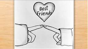 Best Friend Drawings | BFF Drawings Step by Step | Friendship Day Drawing | How to Draw Best Friends