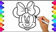 Minnie Mouse Coloring Page | Draw and Color Minnie Mouse with Markers and Glitter | Easy for Kids