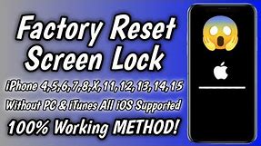 How To Factory Reset Screen Locked iPhone 4/5/6/7/8/SE/11/12/13/14/15 Without PC & iTunes (2024)