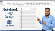 How to Design Notebook Page in Microsoft Word | Notebook Page Design in MS Word