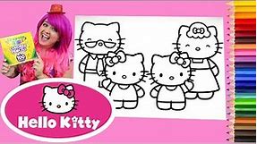 Coloring Hello Kitty, Mimmy & Family Coloring Book Page Colored Pencil | KiMMi THE CLOWN