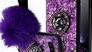 Note 8 Case for Girls Samsung Note 8 Case with Ring Stand Galaxy Note 8 Cute Glitter Case with Wrist Strap Note 8 Case for Girls Hard Marble Design Note 8 Protective Phone Case Purple