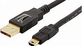 Amazon Basics USB-A to Mini USB 2.0 Fast Charging Cable, 480Mbps Transfer Speed with Gold-Plated Plugs, 3 Foot, Black