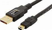 Amazon Basics USB-A to Mini USB 2.0 Fast Charging Cable, 480Mbps Transfer Speed with Gold-Plated Plugs, 3 Foot, Black