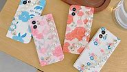 For iPhone 12 Pro Max Square Floral Pearl Chain Phone Case