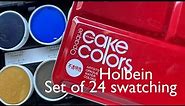 Set of 24 Holbein Gouache cake pans swatching plus my watercolour relaunch!