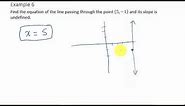 Finding Equation of a Line Given Point and Slope Undefined