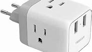 TESSAN US to Europe Adapter, European Plug Travel Adapter, Wall Power Adapter with 2 USB Charging Ports, Outlet Adaptor for USA to Most of Europe France Germany Italy Greece Spain Iceland - Type C