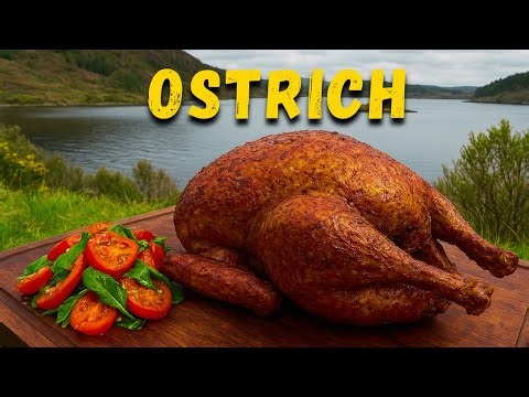 “Whole Ostrich Roasting | ASMR Outdoor Cooking | Giant Meat Feast in Nature”