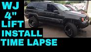 Jeep Grand Cherokee WJ Rough Country 4" Inch Long Arm Lift Kit Installation TIME LAPSE Video