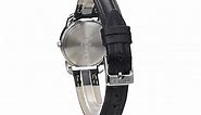 TIMEX Women's T2N4359J Silver-Tone Watch with Black Leather Band