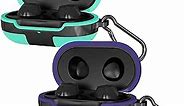 2 Pack Silicone Case Cover for Galaxy Buds Case 2019/Galaxy Buds + Plus Case 2020, with Carabiner, Anti-Lost & Shockproof Soft Skin Accessories for Samsung Galaxy Buds Plus (Purple+Mint Green)