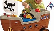 2-in-1 Pirate Ship Toy - Kids Ride-On Boat with Wheels, Under Seat Storage and Playset with Figures - Interactive Ride on Toys for 1 year olds and above, Multicolor