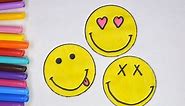 How to draw a smiley, emoji hearts tongue and crosses