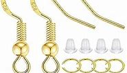 MAIBAOTA Gold Plated Earring Hooks, 900 Pcs Earrings Hooks for Jewelry Making, Hypoallergenic Gold Jump Rings, Earring Findings, Clear Earring Backs