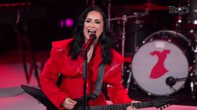 Demi Lovato Goes From Dramatic Gown to Rocking Red Suit for AHA Red Dress Concert Performance