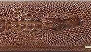 Women Men Leather Wallet Embossed Crocodile Clutch Wallet Credit Card Holder(Brown)