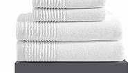 Vera Wang - Bath Towels Set, Luxury Cotton Bathroom Decor, Highly Absorbent & Medium Weight (Sculpted Pleat White, 6 Piece)