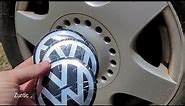 VW new beetle wheel center hub caps sticker emblem decal install of 90MM Little Dome Stickers