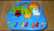 Piano toy with animal sounds. Musical animal farm keyboard with nursery rhymes.