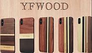 YFWOOD for Wood iPhone XS Case, Geometric Wood Grain Cover Slim Textured Scratch Proof Drop Proof Durable Bumper Full Body Protective Case for iPhone X / XS