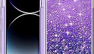 WOLLONY for iPhone 14 Pro Max Case Glitter Floating Liquid Shiny Quicksand Case for Women Girls Heavy Duty Shockproof Protective Case Hard PC Bumper Soft TPU Cover for iPhone 14 Pro Max 6.7''Purple