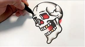 How to Draw a Traditional Skull Tattoo Step by Step