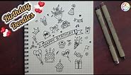 Birthday Elements Doodles / Hand Drawn Birthday Elements/ Birthday Drawing for Bullet Journal