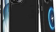 COOLQO Magnetic for iPhone 13 Case iPhone 14 Case 2X[Tempered Glass Screen Protector+Camera Lens Protectors] Shockproof Protective Phone Case for iPhone 13/14, Black