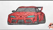 How to draw a TOYOTA SUPRA A90 2019 / drawing a 3d car / coloring supra mk5 gr ft-1 2018 stance