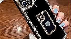 Losin Compatible with iPhone 14 Pro Max Bling Case with Stand for Women Girls Girly Crystal Rhinestone Case with Kickstnd Fashion Luxury Plating Glitter Diamond Camera Protective Cover