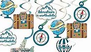 30CT Travel Themed Hanging Swirl Decorations Adventure Awaits Bon Voyage Farewell Retirement Themed Party Around The World Wedding Shower Party Ceiling Spiral Door Whirls Streamers Supplies