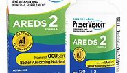 PreserVision® AREDS 2 Formula Multivitamin, Eye Vitamin and Mineral Supplement with Lutein & Zeaxanthin–From Bausch Lomb, 120 Soft Gels (MiniGels)