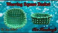 Tutorial ke 1501 - Weaving small square basket Japanese Ecocraft