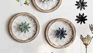Paquesta 3 Piece Round Farmhouse Wall Decor with 6 Piece Interchangeable Flowers 12'' Medallion Wood & Metal Rustic Wall Art for Living Room Bedroom Kitchen Bathroom Dining Room Home Decorations