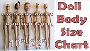 Tonner Doll Body Size Comparison Chart / Doll Measurements / Doll Clothes Sewing Tutorial