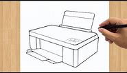 How to Draw a Printer Step by Step Easy | 3D Laser Printer Drawing Tutorial