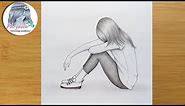 A Sad Girl - Drawing Tutorial - for beginners (Pencil sketch) || How to draw a Girl- step by step