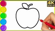 How to draw a Apple Drawing || Draw apple step by step||✓ Beautiful Apple Drawing for beginners.