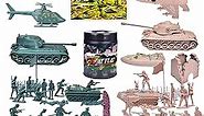 FUN LITTLE TOYS 180PCS Army Men Action Figures Army Toys of WW 2, Toy Soldiers, Military Playset with a Map, Toy Tanks, Planes, Flags, Soldier Figures, Fences & Accessories Xmas Decoration