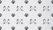 Feelyou Cute Cats Fabric by The Yard, Kawaii Style Cats Paw Upholstery Fabric, Cat Lover Cartoon Animal Outdoor Fabric, Reupholstery Fabric for Chairs, 1 Yard, Black White