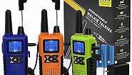 Topsung 3 Long Range Walkie Talkies Rechargeable for Adults - NOAA 2 Way Radios Walkie Talkies 3 Pack - Long Distance Walkie-Talkies with Earpiece and Mic Set Headset USB Charger Battery Weather Alert
