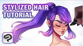 How I Paint Stylized HAIR Tutorial in Clip Studio Paint
