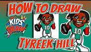 How to Draw Tyreek Hill for Kids - Miami Dolphins Football