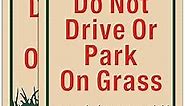 2 Pack Please Do Not Drive Or Park On Grass Yard Signs 12 x 8 Inches No Parking Grass Lawn Signs Metal Reflective Sturdy Rust Aluminum Waterproof Easy to Install Outdoor Use