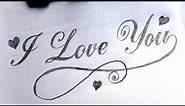 How to write I Love You in Cursive writing| calligraphy | I Love You | Elegent font | heart symbols