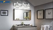 PRESDE Modern Crystal 4 Light Vanity Light for Bathroom Light Fixtures Over Mirror Matte Black and Gold Bath Wall Lighting