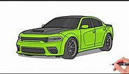 How to draw a DODGE CHARGER SRT HELLCAT REDEYE / drawing dodge charger widebody 2019 car